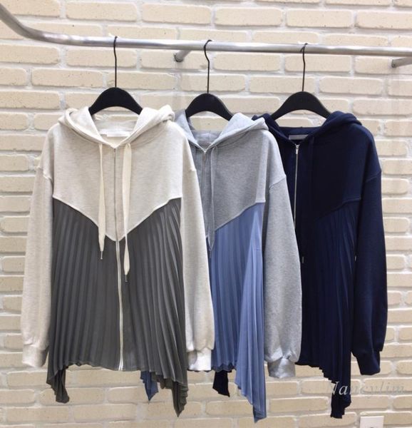 women's hoodies & sweatshirts irregular zipper sweatshirt hooded spring autumn stitching pleated loose female lady coat, Black
women's hoodies & sweatshirts irregular zipper sweatshirt hooded spring autumn stitching pleated loose female lady coat, Black