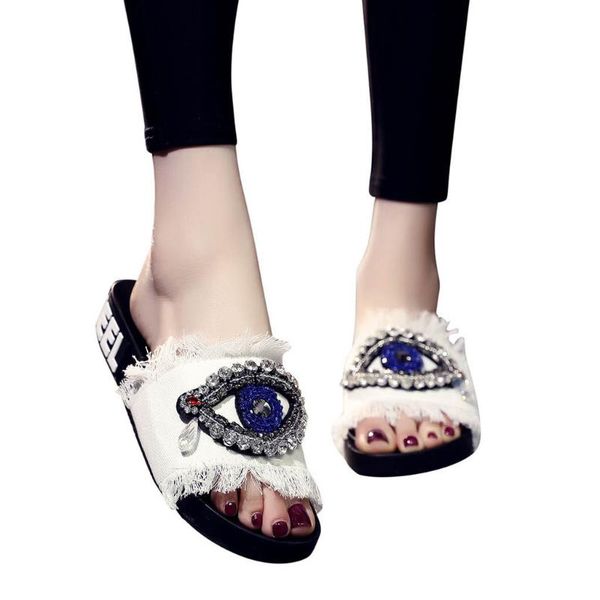 slippers handmade denim woman sandals outdoor crystal eyes decorate slides beading bling flipflops beach slip on shoes drop ship, Black
slippers handmade denim woman sandals outdoor crystal eyes decorate slides beading bling flipflops beach slip on shoes drop ship, Black