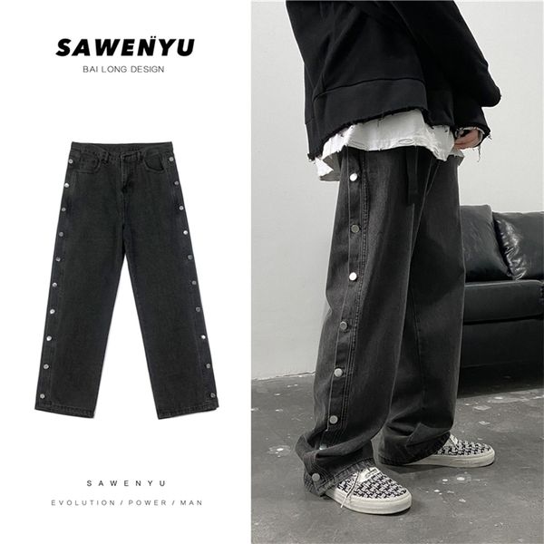double side button straight jeans men fashion streetwear loose casual hip hop trousers wide leg harajuku cargo pants 211111, Blue
double side button straight jeans men fashion streetwear loose casual hip hop trousers wide leg harajuku cargo pants 211111, Blue