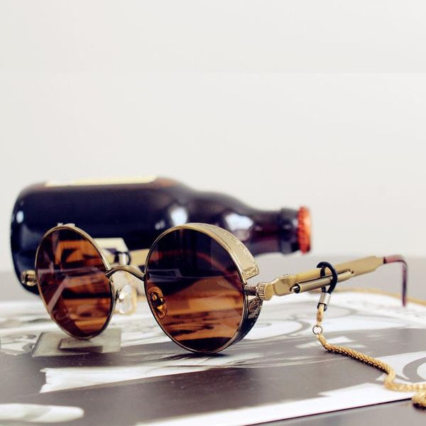 men and women classic steampunk sunglasses retro round metal glasses fashion frames, Black
men and women classic steampunk sunglasses retro round metal glasses fashion frames, Black