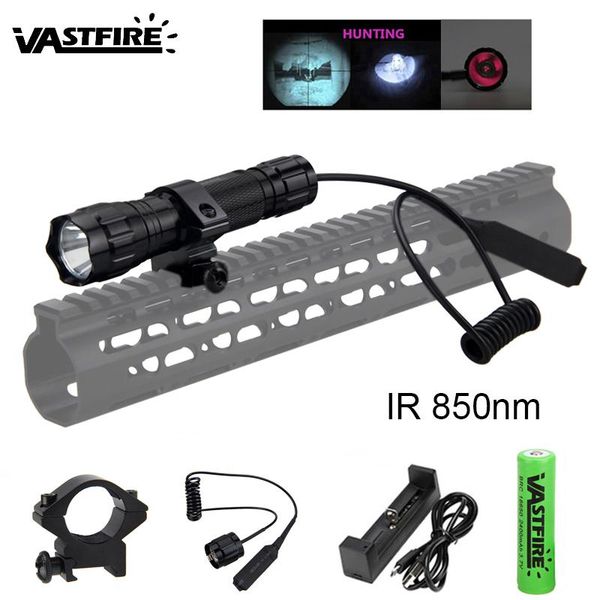 850nm led hunting infrared radiation ir night vision tactical lantern+18650+usb charger+rifle scope mount+switch flashlights torc torches
850nm led hunting infrared radiation ir night vision tactical lantern+18650+usb charger+rifle scope mount+switch flashlights torc torches