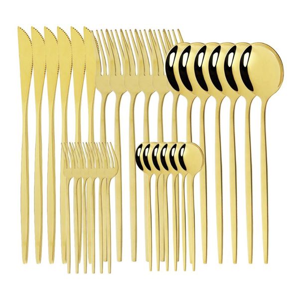 30pcs nwe gold dinnerware cutlery set fork spoon knife salad cake tableware stainless steel flatware kitchen sets
30pcs nwe gold dinnerware cutlery set fork spoon knife salad cake tableware stainless steel flatware kitchen sets