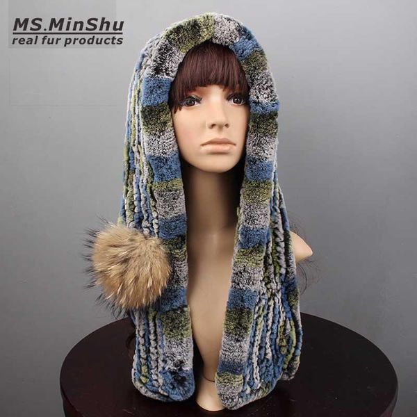 scarves ms.minshu women scarf and hat hand knitted genuine rex fur hooded with pompom to closed, Blue;gray
scarves ms.minshu women scarf and hat hand knitted genuine rex fur hooded with pompom to closed, Blue;gray