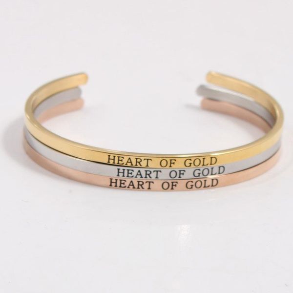 bangle inspirational jewelry stainless steel engraved heart of gold quote hand imprint cuff mantra bracelet for women, Black
bangle inspirational jewelry stainless steel engraved heart of gold quote hand imprint cuff mantra bracelet for women, Black
