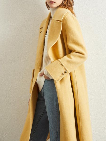 women's wool & blends double-sided woolen coat mid-length 2021 hepburn style high-end zero cashmere, Black
women's wool & blends double-sided woolen coat mid-length 2021 hepburn style high-end zero cashmere, Black