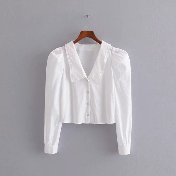 stylish chic white poplin jewelry buckle short blouse fashion lapel collar long sleeve shirts casual high street 210520
stylish chic white poplin jewelry buckle short blouse fashion lapel collar long sleeve shirts casual high street 210520