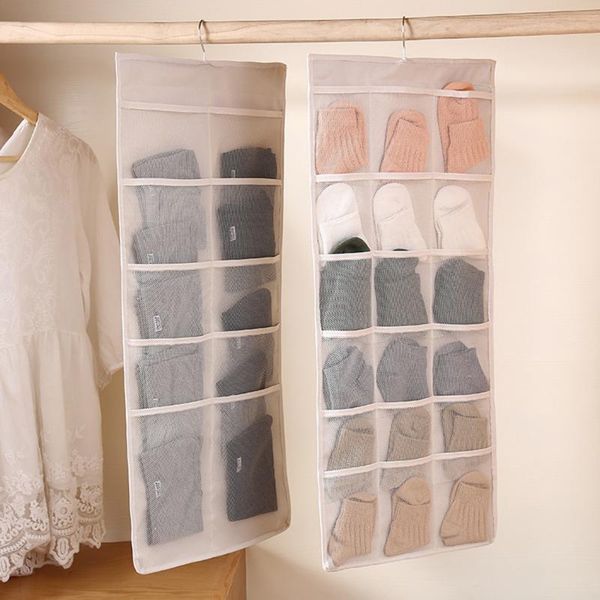 hanging closet storage bag double sided organizer for bra clothes socks with 30 mesh pockets boxes & bins
hanging closet storage bag double sided organizer for bra clothes socks with 30 mesh pockets boxes & bins