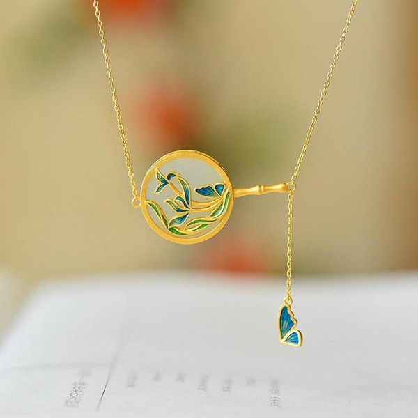 chains original design natural hetian magnolia enamel porcelain round necklace pendant exquisite classical chinese style ladies jewelry, Silver
chains original design natural hetian magnolia enamel porcelain round necklace pendant exquisite classical chinese style ladies jewelry, Silver