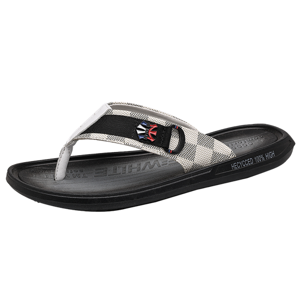 men's summer leather soft beach men casual slippers, Black