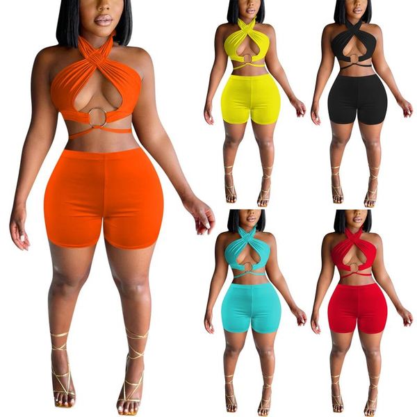 women's tracksuits women two-piece clothes set solid color hollow out halter neck crop and close-fitting shorts s l xl, Gray
women's tracksuits women two-piece clothes set solid color hollow out halter neck crop and close-fitting shorts s l xl, Gray