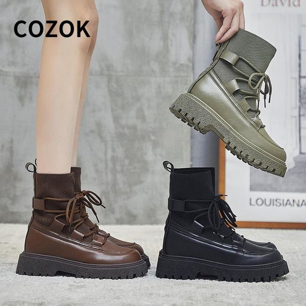 boots cozok ankle suede leather women flat platform short ladies shoes fashion autumn winter, Black
boots cozok ankle suede leather women flat platform short ladies shoes fashion autumn winter, Black