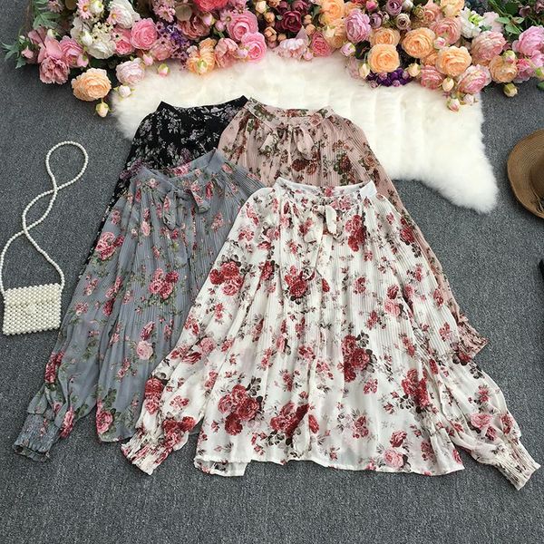 women's t-shirt kong style broken flower loose stand collar vintage shirt bow fold lantern sleeve slim bottom 2021, White
women's t-shirt kong style broken flower loose stand collar vintage shirt bow fold lantern sleeve slim bottom 2021, White
