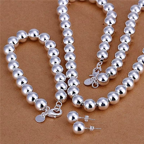 s082 factory price 925 sterling silver plated 10mm prayer beads necklace & bracelet & earrings fashion jewelry set wedding gift for woman br, Black
s082 factory price 925 sterling silver plated 10mm prayer beads necklace & bracelet & earrings fashion jewelry set wedding gift for woman br, Black