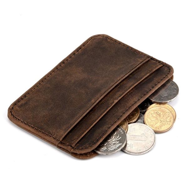 card holders genuine leather coin clips wallets credit/id case holder slim mini retro casual men money clip pocket, Brown;gray
card holders genuine leather coin clips wallets credit/id case holder slim mini retro casual men money clip pocket, Brown;gray