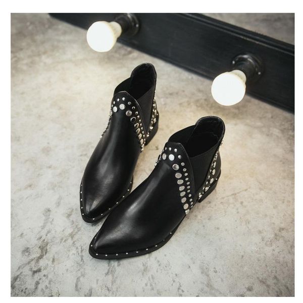 boots rivet women shoes fashion med heels ankle short bottines femme 2021 nouveau pointed toe boot, Black
boots rivet women shoes fashion med heels ankle short bottines femme 2021 nouveau pointed toe boot, Black
