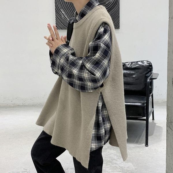 men's vests o-neck waistcoat sweater casual high street sleeveless retro split male clothing trend coat loose knit pullover four season, Black;white
men's vests o-neck waistcoat sweater casual high street sleeveless retro split male clothing trend coat loose knit pullover four season, Black;white