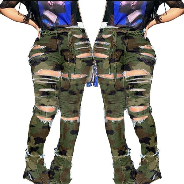 2021 2019 new fashion personality hole high waist camouflage leg splicing micro flared pants women's jeans, White
2021 2019 new fashion personality hole high waist camouflage leg splicing micro flared pants women's jeans, White