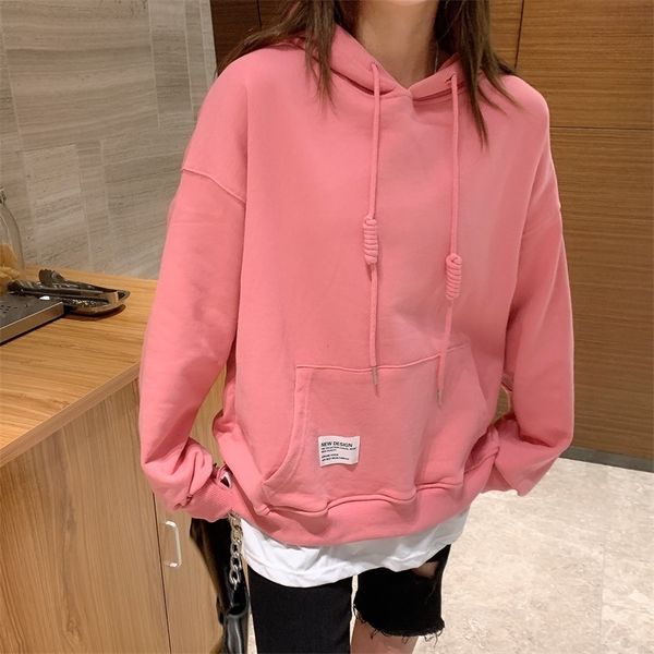 zg2021 autumn winter new pocket label hooded pink sweater casual loose medium and long fake two-piece blouse for women, Black
zg2021 autumn winter new pocket label hooded pink sweater casual loose medium and long fake two-piece blouse for women, Black