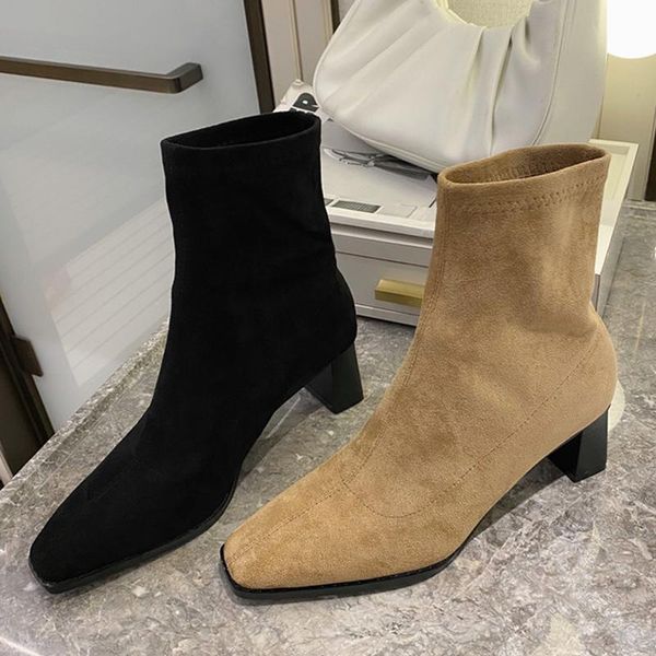 boots women 2021 fashion spring autumn korean style square heels shoes female flock ladies pointed toe ankle, Black
boots women 2021 fashion spring autumn korean style square heels shoes female flock ladies pointed toe ankle, Black