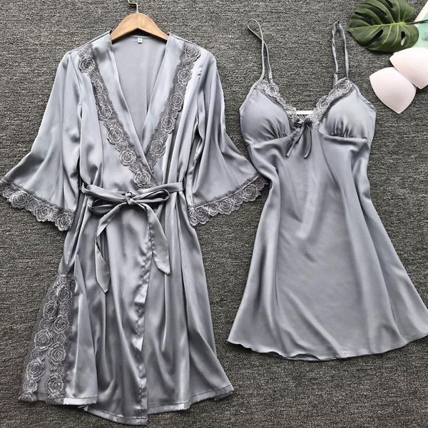 women's sleepwear women robe set lace lingerie dressing gown bridesmaid robes solid underwear satin bathrobe night dress, Black;red
women's sleepwear women robe set lace lingerie dressing gown bridesmaid robes solid underwear satin bathrobe night dress, Black;red