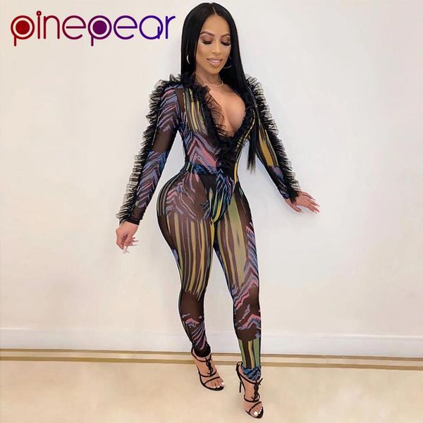 women's jumpsuits & rompers pinepear colourful print mesh women ruffle deep v-neck long sleeve romper bodycon night club party playsuit, Black;white
women's jumpsuits & rompers pinepear colourful print mesh women ruffle deep v-neck long sleeve romper bodycon night club party playsuit, Black;white