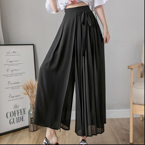 spring summer korean strawstring pleated women pant chiffon wide leg elastic waist leisure skirt plus size trousers, Black;white
spring summer korean strawstring pleated women pant chiffon wide leg elastic waist leisure skirt plus size trousers, Black;white