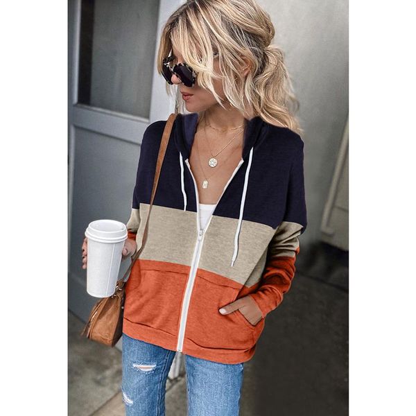 women's jackets female long-sleeved contrast color 2021 autumn hooded jacket women zipper pocket cardigan ropa mujer, Black;brown
women's jackets female long-sleeved contrast color 2021 autumn hooded jacket women zipper pocket cardigan ropa mujer, Black;brown