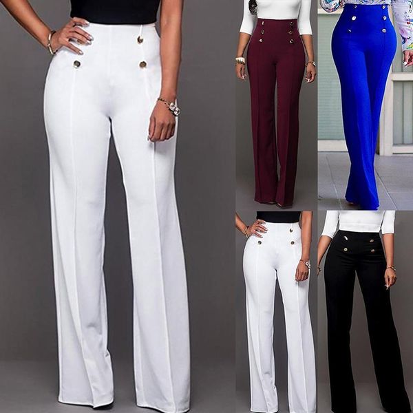 fashion flared solid color womens pants wide leg high waist trousers slim fit loose slacks lady work, Black;white
fashion flared solid color womens pants wide leg high waist trousers slim fit loose slacks lady work, Black;white