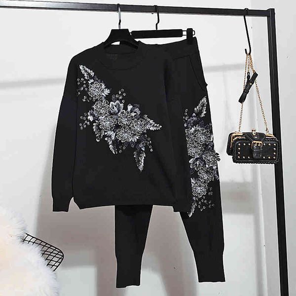 pant embroidery flower knitted set female loose sleeve sweater long pencil pants women two piece outfits student knit tracksuit, White
pant embroidery flower knitted set female loose sleeve sweater long pencil pants women two piece outfits student knit tracksuit, White