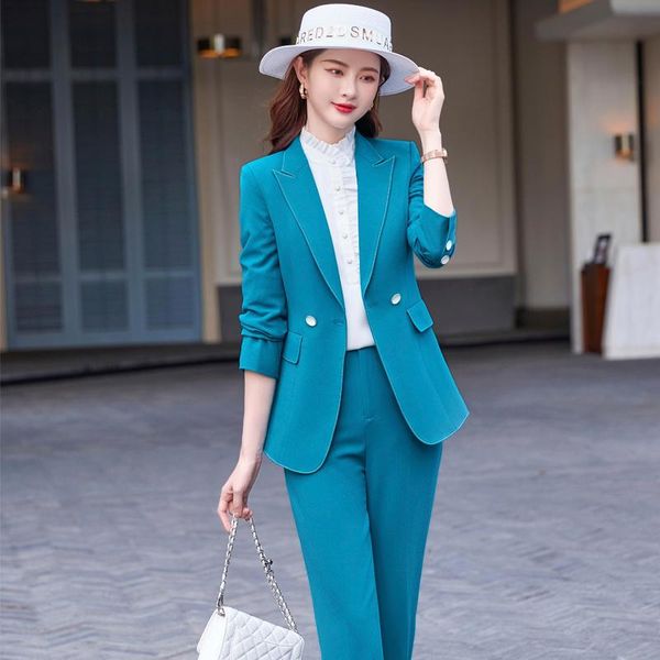 women's two piece pants autumn winter women blazer and suit ol styles fashion blue jacket coat blaser formal professional trouser suits, White
women's two piece pants autumn winter women blazer and suit ol styles fashion blue jacket coat blaser formal professional trouser suits, White