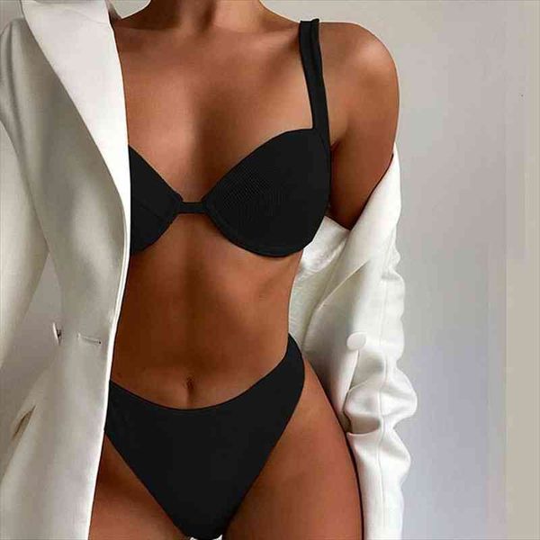 swimsuit women solid color bikini set knitted swimwear ladies high waist halter beachwear swimming suit 2 piece biquini, White;black
swimsuit women solid color bikini set knitted swimwear ladies high waist halter beachwear swimming suit 2 piece biquini, White;black