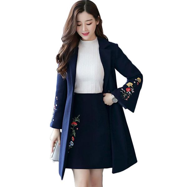 women's two piece pants autumn winter plaid embroidered flowers women wool coat female fashion sets of elegant formal warm jacket skirt, White
women's two piece pants autumn winter plaid embroidered flowers women wool coat female fashion sets of elegant formal warm jacket skirt, White