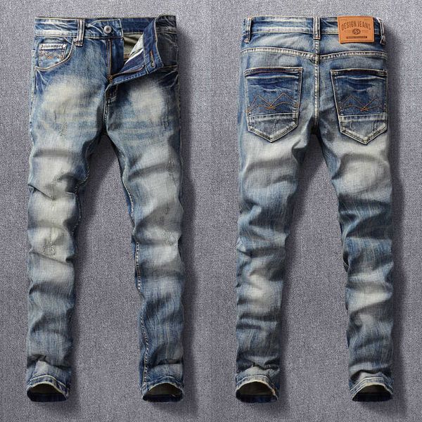 italian style fashion men jeans retro blue elastic slim ripped vintage designer distred casual cotton denim pants xabq
italian style fashion men jeans retro blue elastic slim ripped vintage designer distred casual cotton denim pants xabq