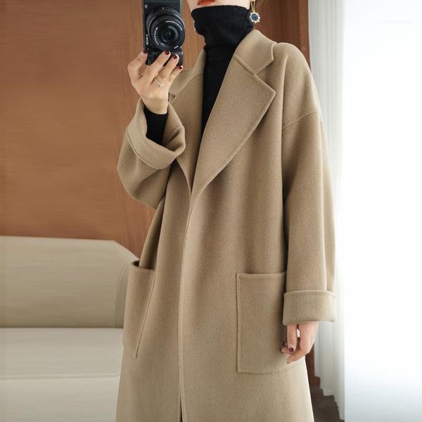 men's wool & blends cashmere coat of fund 2021 autumn winters is temperament female in han edition loose long coat1, Black
men's wool & blends cashmere coat of fund 2021 autumn winters is temperament female in han edition loose long coat1, Black