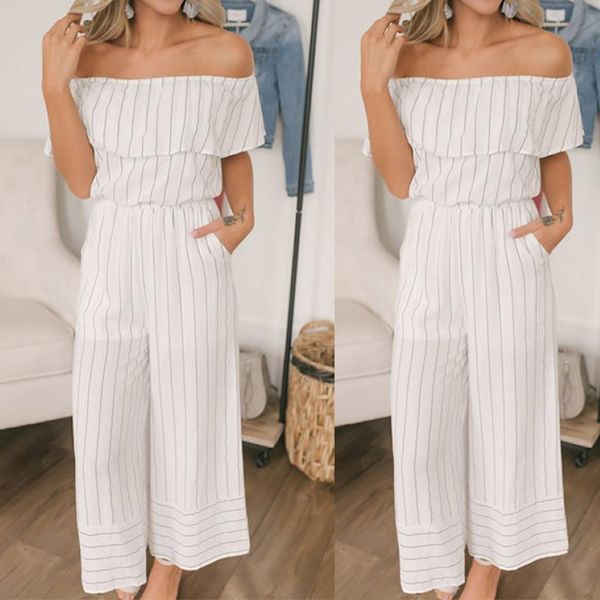 women's jumpsuits & rompers off shoulder long jumpsuit cotton elastic waist trendy fashion strip backless 2021 summer woman loose white, Black;white
women's jumpsuits & rompers off shoulder long jumpsuit cotton elastic waist trendy fashion strip backless 2021 summer woman loose white, Black;white