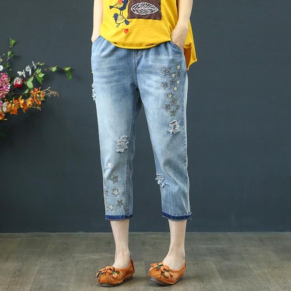 women's jeans women vintage embroidered loose baggy oversize light blue washed ripped calf length denim pants jean femme
women's jeans women vintage embroidered loose baggy oversize light blue washed ripped calf length denim pants jean femme