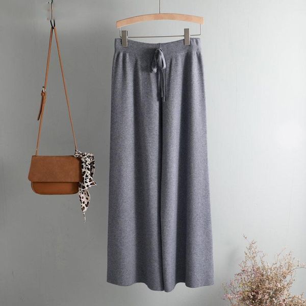 women's pants & capris 2021 autumn winter thick casual straight women female drawstring loose knitted wide leg trousers, Black;white
women's pants & capris 2021 autumn winter thick casual straight women female drawstring loose knitted wide leg trousers, Black;white