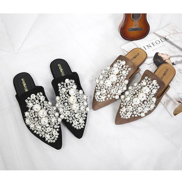 slippers ladies shoes 2021 fashion women pearl mules casual flat spring autumn string bead slides size 34-39, Black
slippers ladies shoes 2021 fashion women pearl mules casual flat spring autumn string bead slides size 34-39, Black