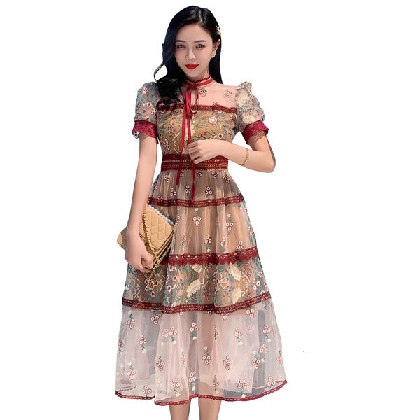 fashion summer dressed in women's runway floral luxury mesh embroidered elegant dress puff manga border vintage lace lpxi, Black;gray
fashion summer dressed in women's runway floral luxury mesh embroidered elegant dress puff manga border vintage lace lpxi, Black;gray