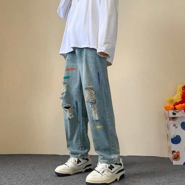 men's jeans 2021 loose hole fashion casual pants baggy homme straight cargo pocket blue biker denim leisure trousers
men's jeans 2021 loose hole fashion casual pants baggy homme straight cargo pocket blue biker denim leisure trousers