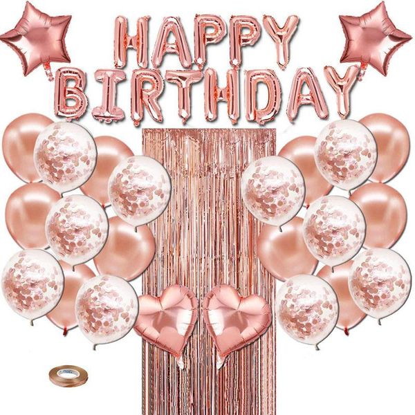 28pcs rose gold birthday decoration set letter happy balloon rain silk curtain party decor kids latex 
28pcs rose gold birthday decoration set letter happy balloon rain silk curtain party decor kids latex