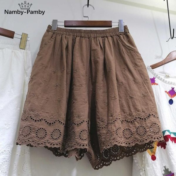 women's shorts summer korean style elastic waist hollow out embroidery cotton mid pants wide leg casual loose short, White;black
women's shorts summer korean style elastic waist hollow out embroidery cotton mid pants wide leg casual loose short, White;black