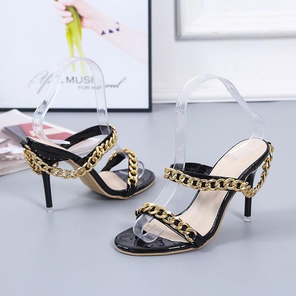 slippers 2021 fashion women's shoes high-heeled summer chain design non-slip pointed beach party wo, Black
slippers 2021 fashion women's shoes high-heeled summer chain design non-slip pointed beach party wo, Black