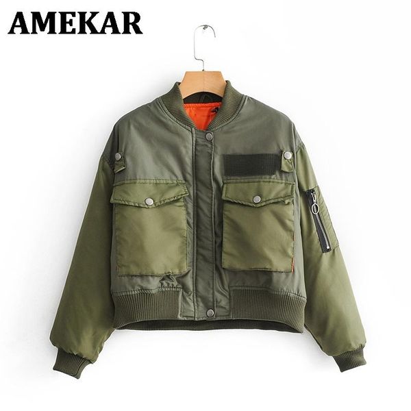 women's jackets artsnie autumn 2021 bomber jacket women army green warm zipper pockets winter coat female parkas femme chaqueta mujer, Black;brown
women's jackets artsnie autumn 2021 bomber jacket women army green warm zipper pockets winter coat female parkas femme chaqueta mujer, Black;brown