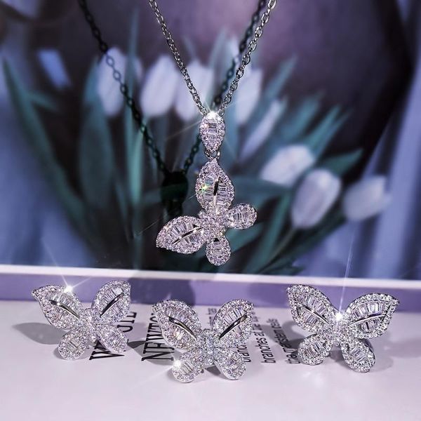 earrings & necklace female luxury bridal wedding set white zircon cute butterfly ring sets for women engagement party jewelry, Silver
earrings & necklace female luxury bridal wedding set white zircon cute butterfly ring sets for women engagement party jewelry, Silver