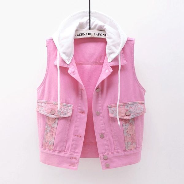 women's vests denim hooded vest jacket women summer lace embroidery pocket sleeveless short coat removable hat female casual waistcoats, Black;white
women's vests denim hooded vest jacket women summer lace embroidery pocket sleeveless short coat removable hat female casual waistcoats, Black;white