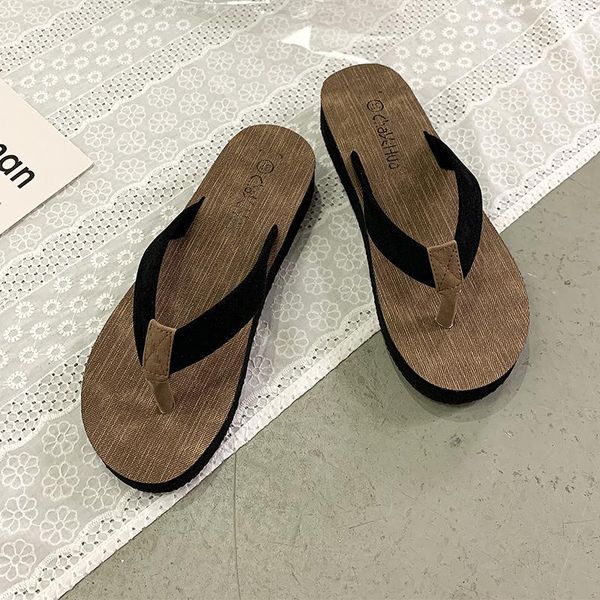 slippers women beach flip flop summer retro rome style thick bottom ladies casual wood texture vacation platform slides shoes, Black
slippers women beach flip flop summer retro rome style thick bottom ladies casual wood texture vacation platform slides shoes, Black