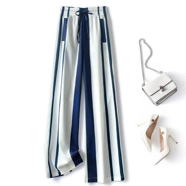 draping striped wide-leg pants women's summer high-waist slimming casual loose lace-up ice silk mopping straight-leg 210915, Black;white
draping striped wide-leg pants women's summer high-waist slimming casual loose lace-up ice silk mopping straight-leg 210915, Black;white