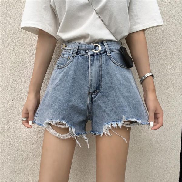 women's shorts women irregular ripped denim summer baggy pants high waist a- line ropa mujer, White;black
women's shorts women irregular ripped denim summer baggy pants high waist a- line ropa mujer, White;black