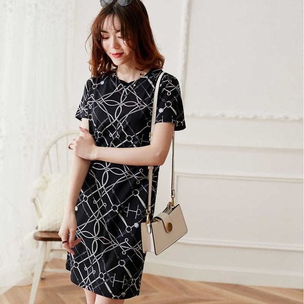 casual dresses print link mercerized woman's dress short sleeve loose vintage t shirt 5l70, Black;gray
casual dresses print link mercerized woman's dress short sleeve loose vintage t shirt 5l70, Black;gray